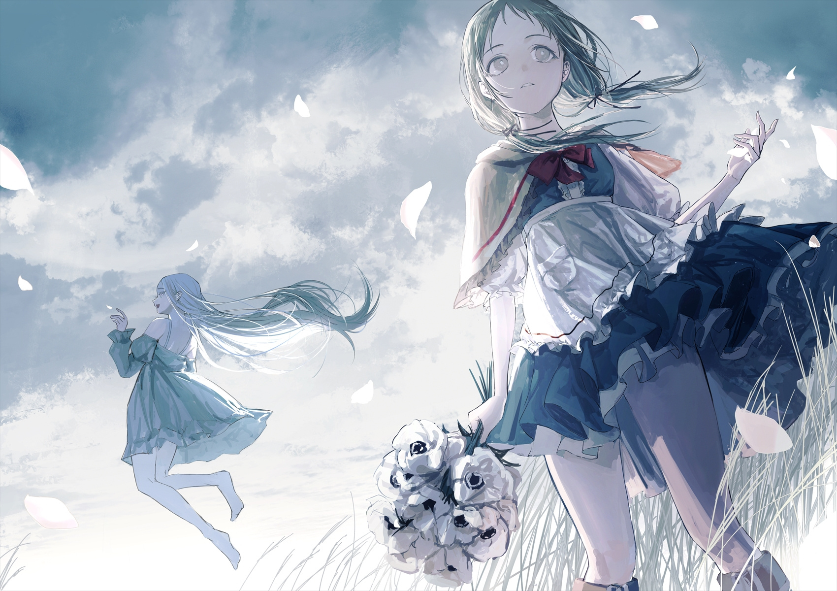 青空の下に立つ栞莉とOLIGA