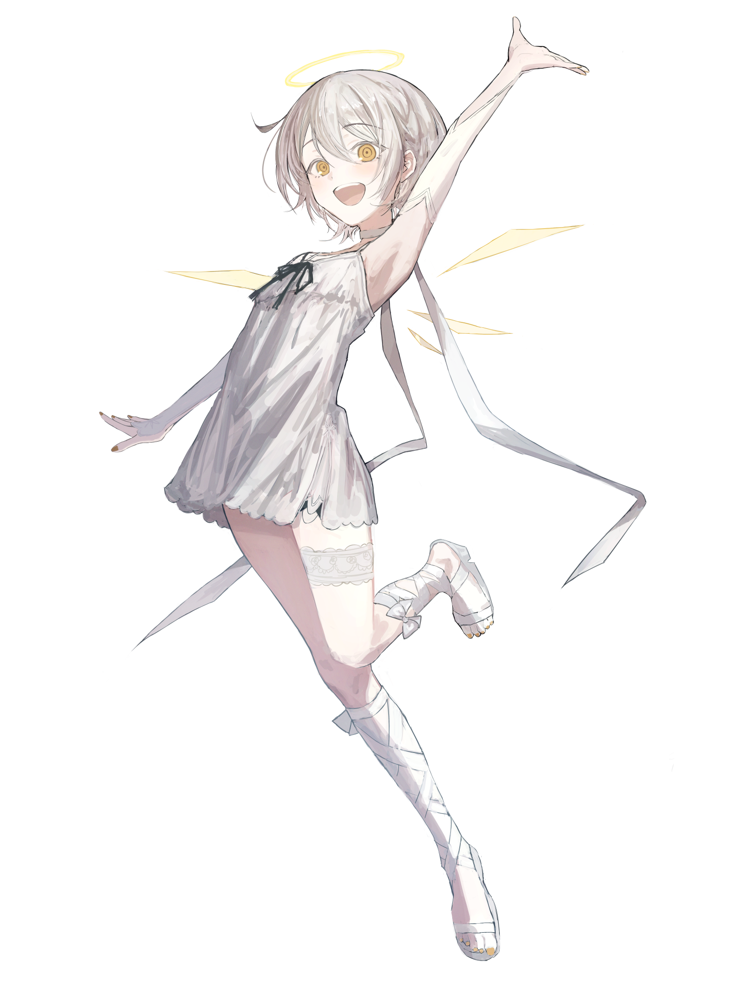 天使の輪と白い服を身につけたHALOの全身イラスト